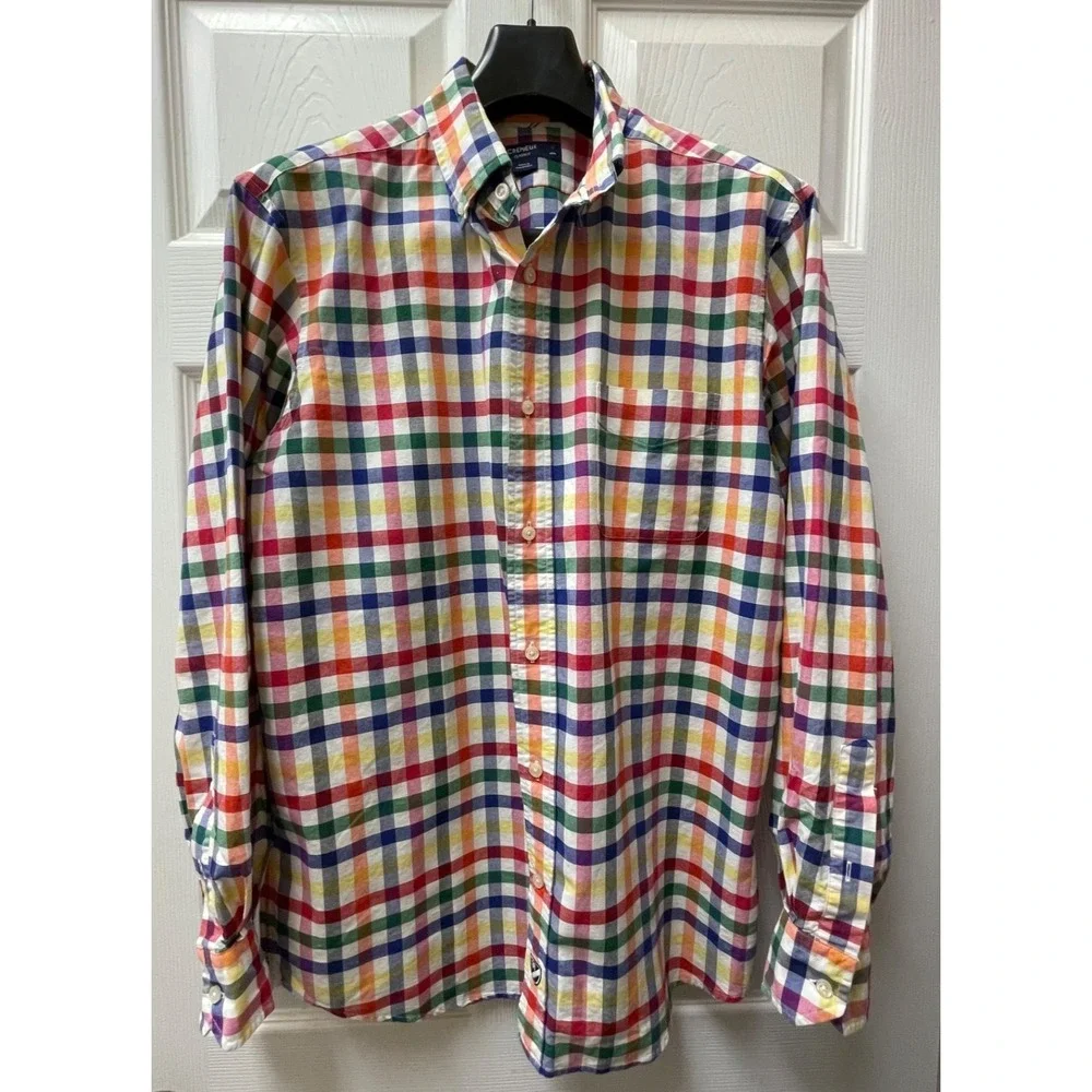 Cremieux Classics 38 Men's Medium Multi Colored Checked Oxford Button Up Brights